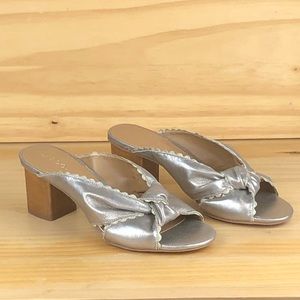 Jack Rogers Holly Knotted Suede Wooden Heel Mule Metallic Sandal Size 7.5